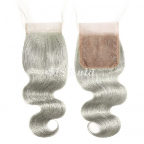4X4 Silver Grey Virgin Hair Body Wave Lace Closure | Human Hair Wig | Lace Front